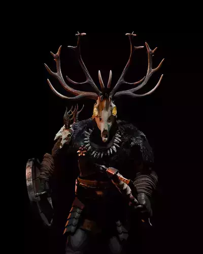 viking deer skull loop scene wlking