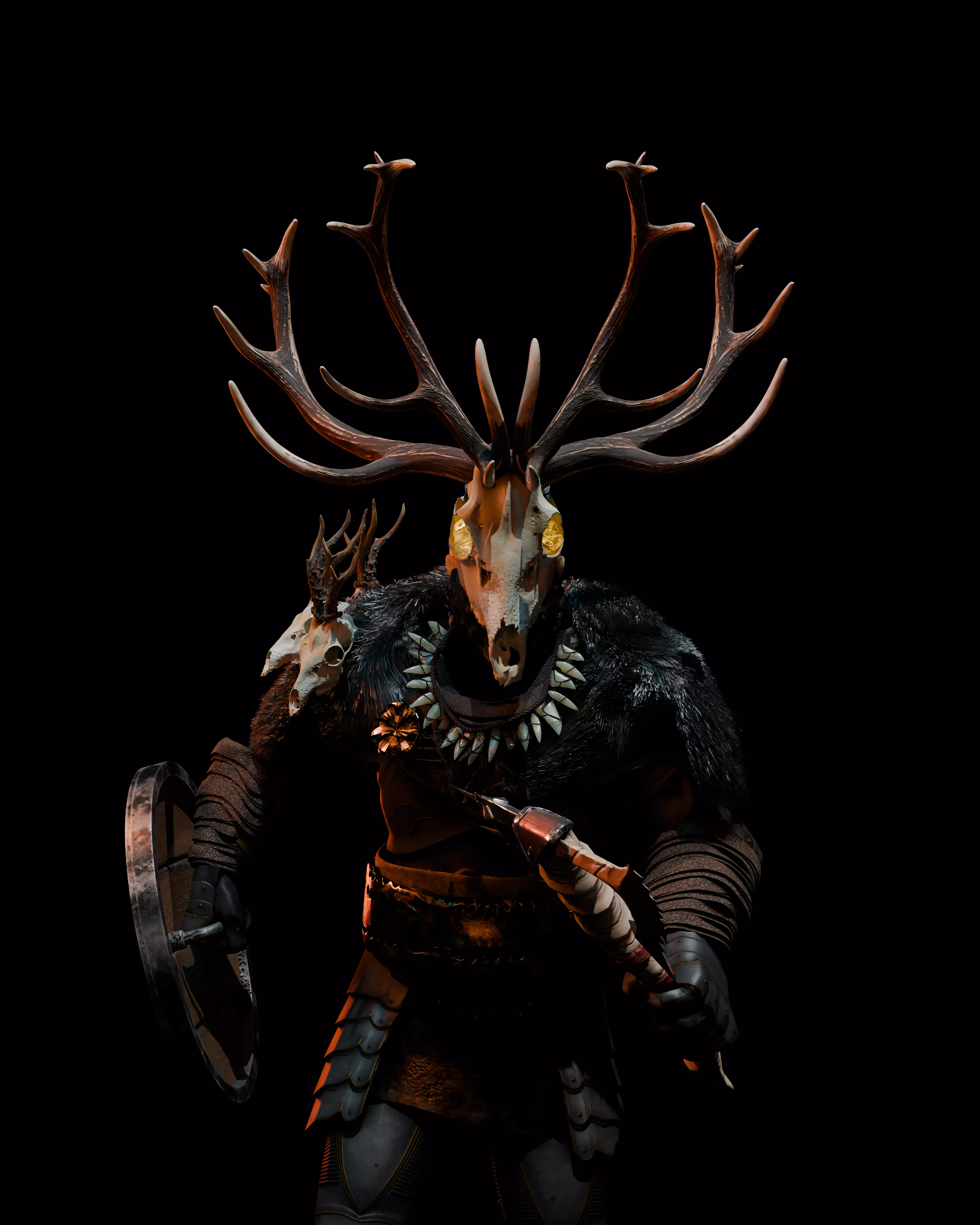 viking deer skull loop scene wlking 3D model