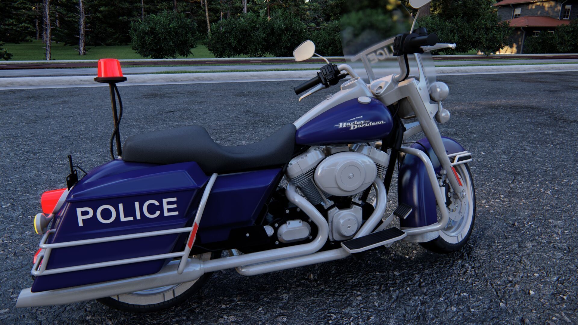 Police Harley Davidson 3D model_3