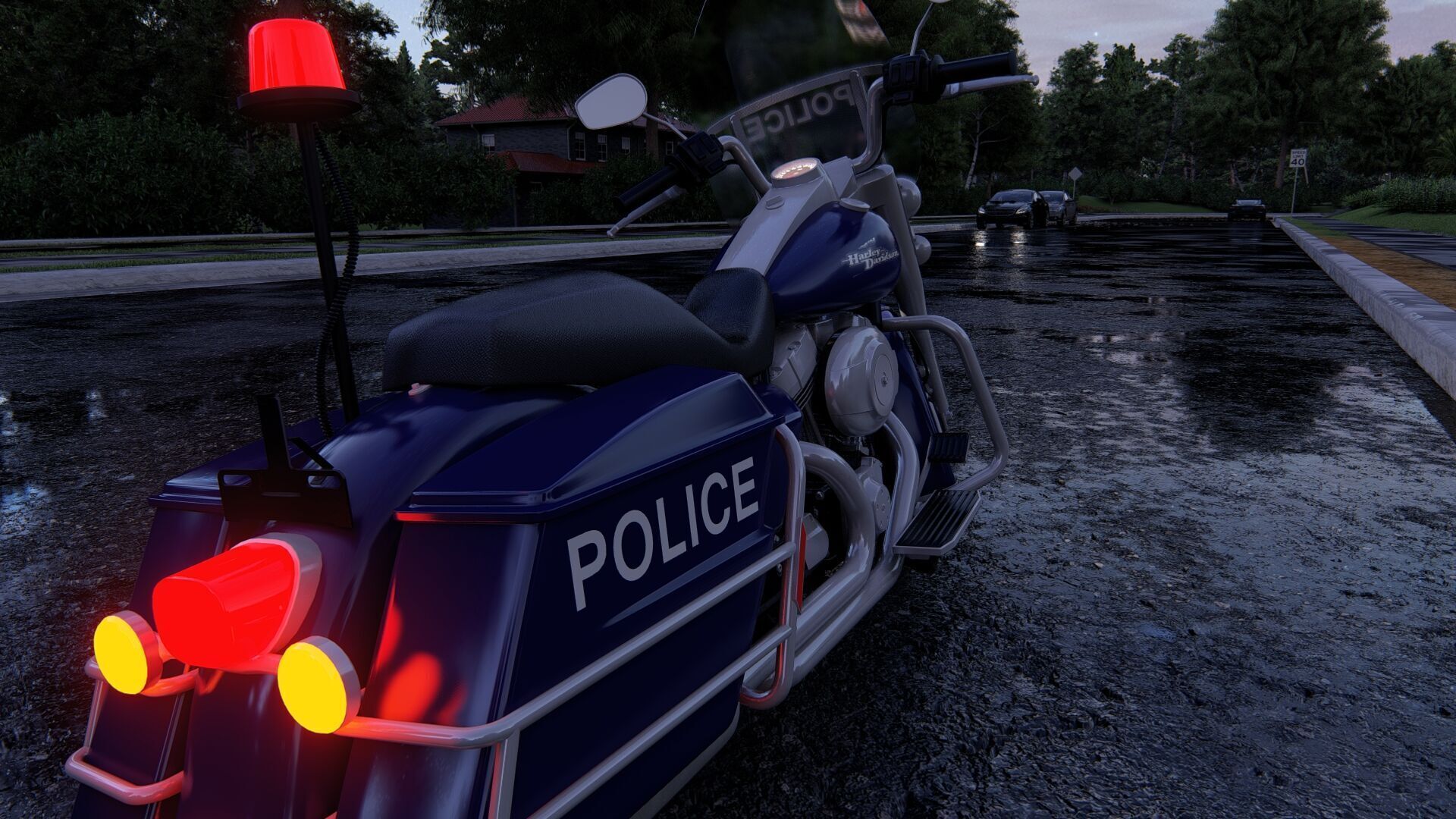 Police Harley Davidson 3D model_16