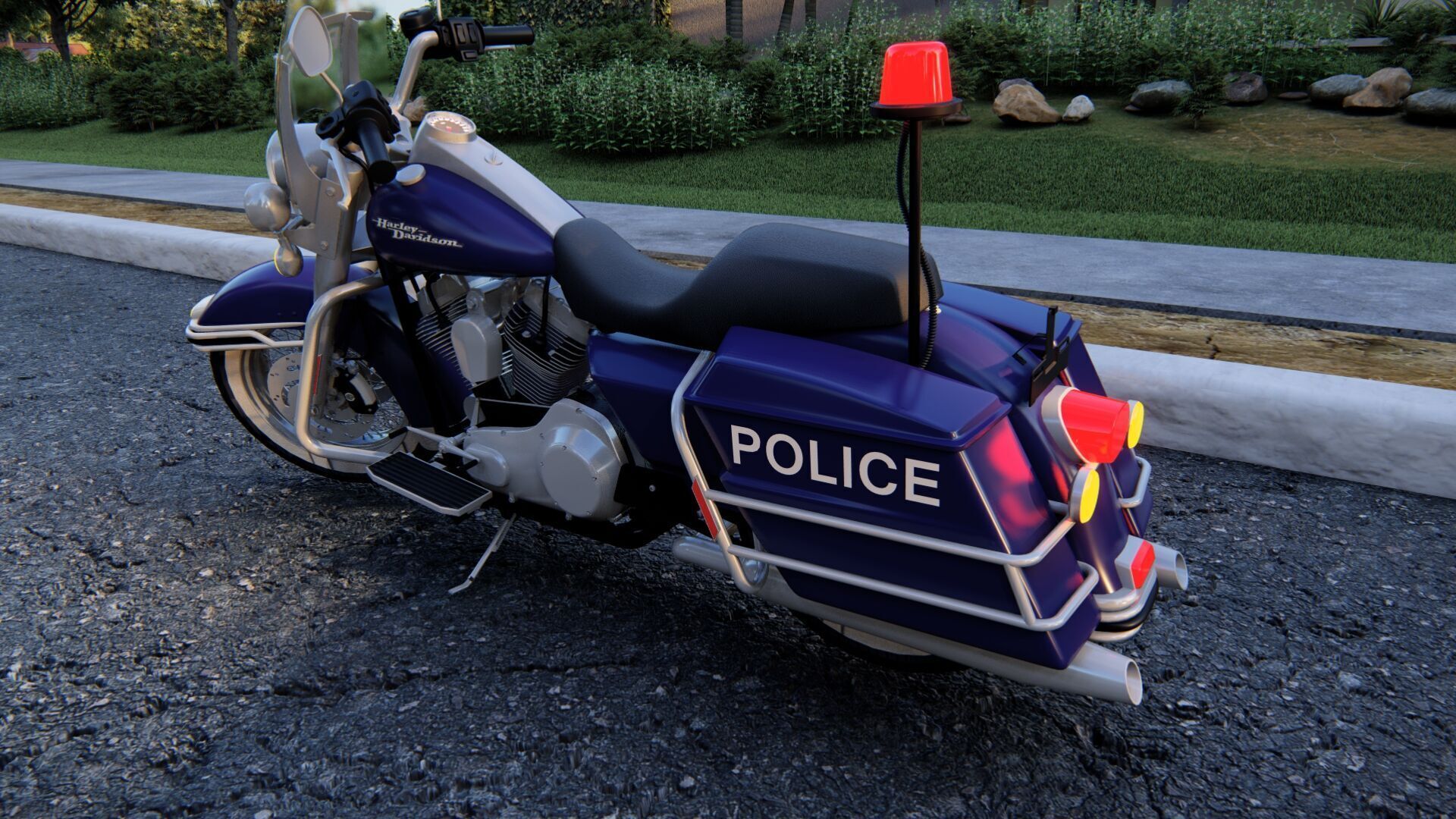 Police Harley Davidson 3D model_2