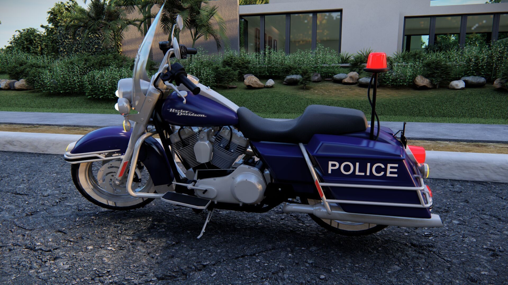 Police Harley Davidson 3D model_1