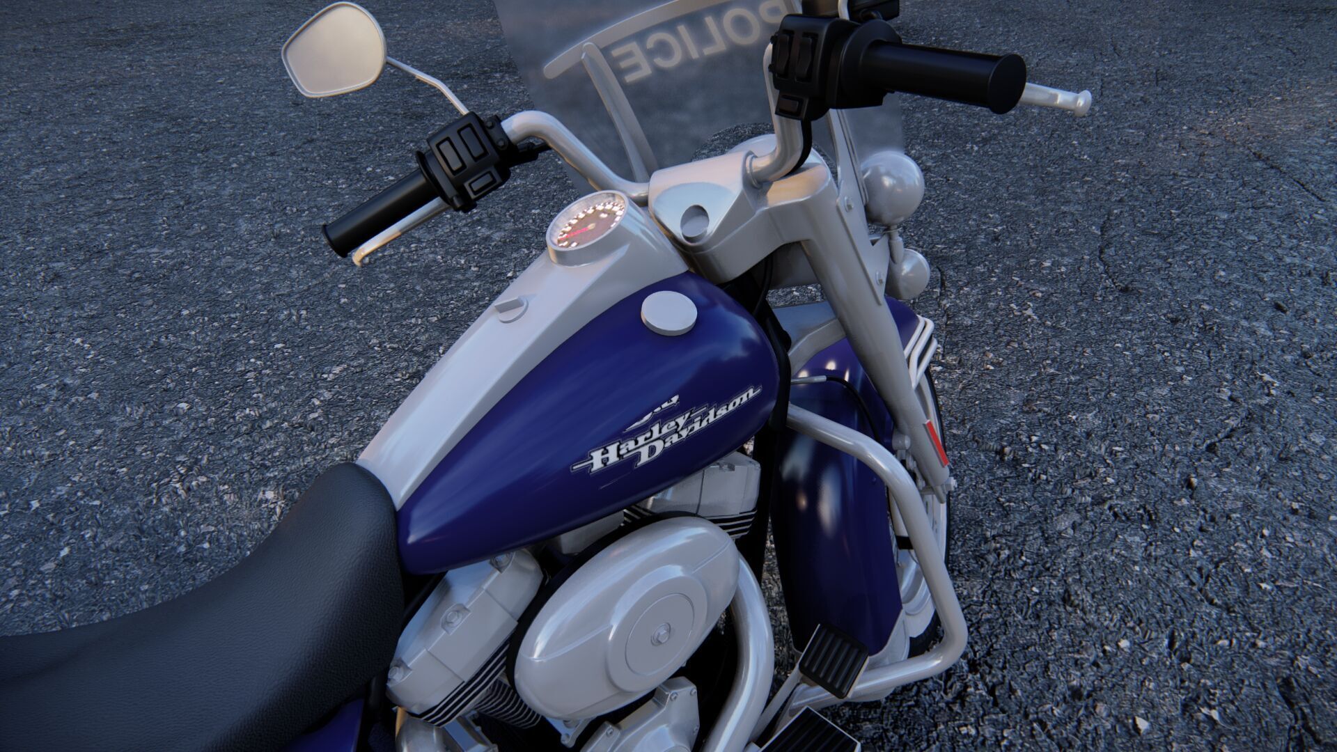 Police Harley Davidson 3D model_4