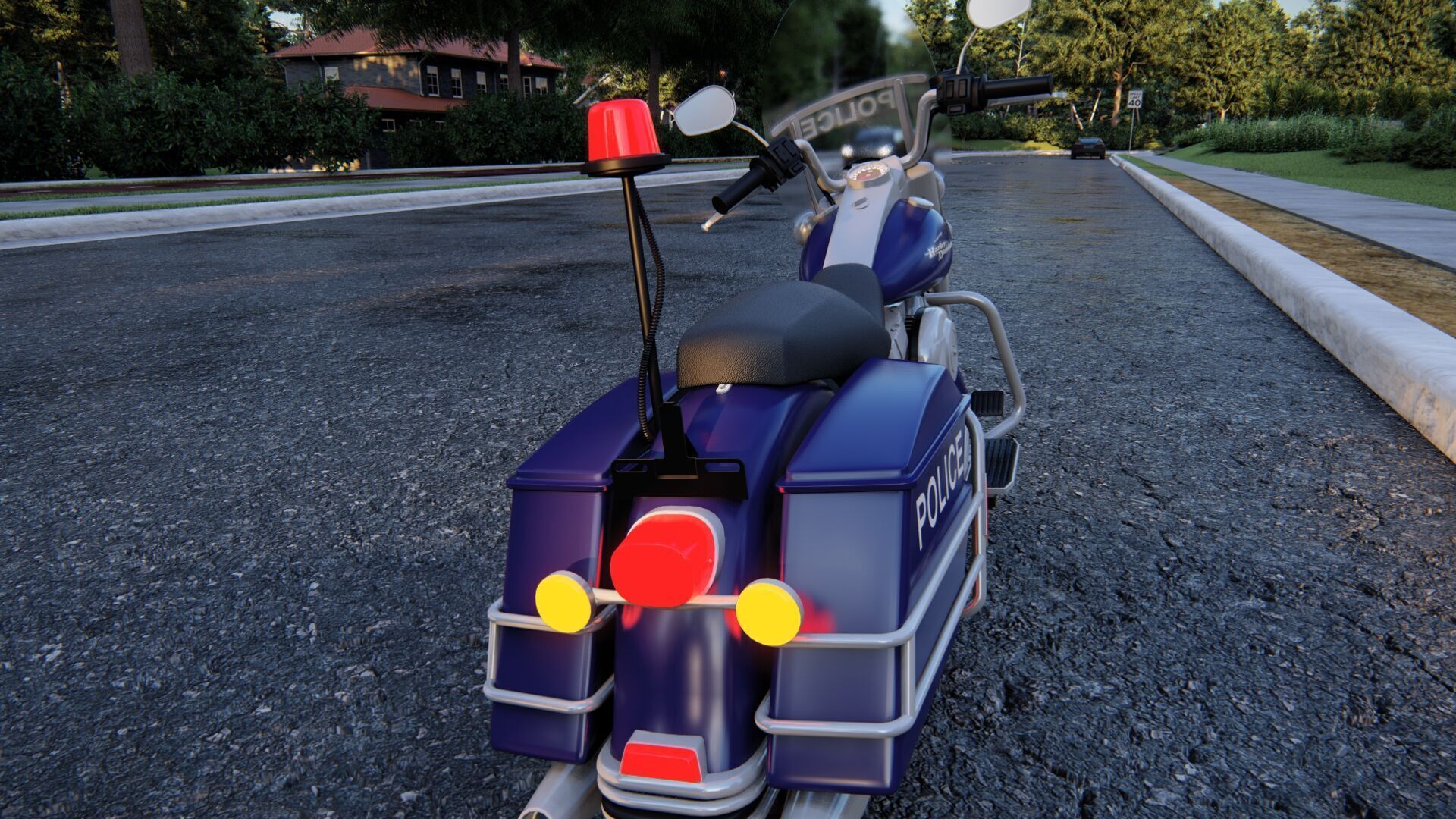 Police Harley Davidson 3D model_6