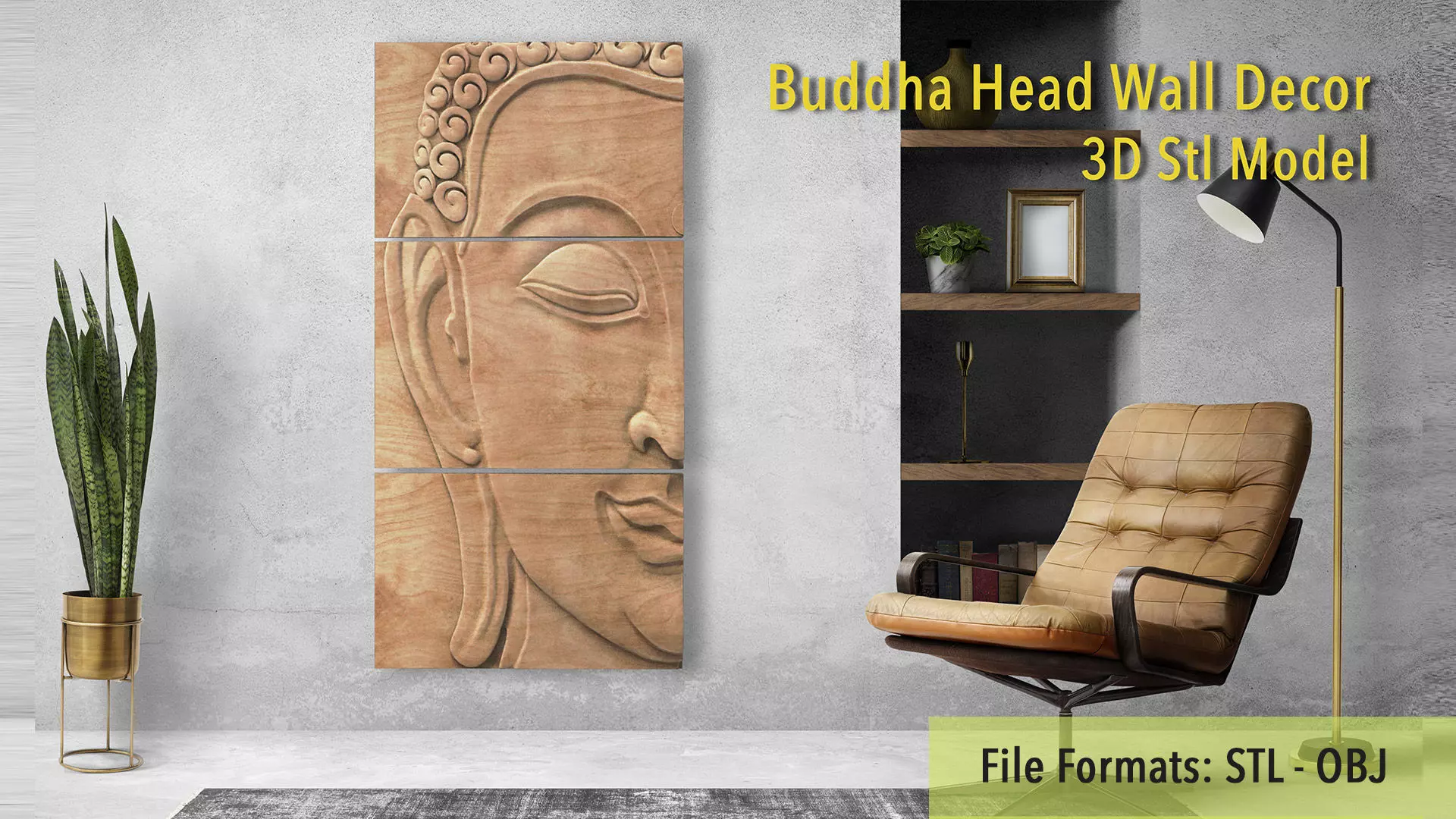Buddha Head Wall Decor 3D print model