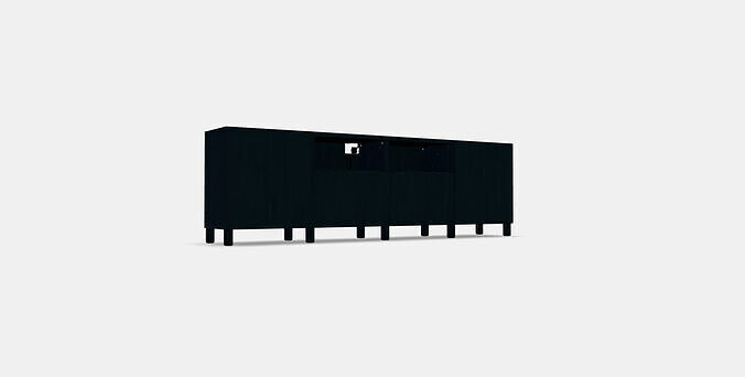BESTA TV bench with doors and drawers 1 Low-poly 3D model