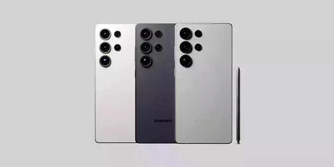 Samsung Galaxy S25 Ultra in official colors Low-poly 3D model
