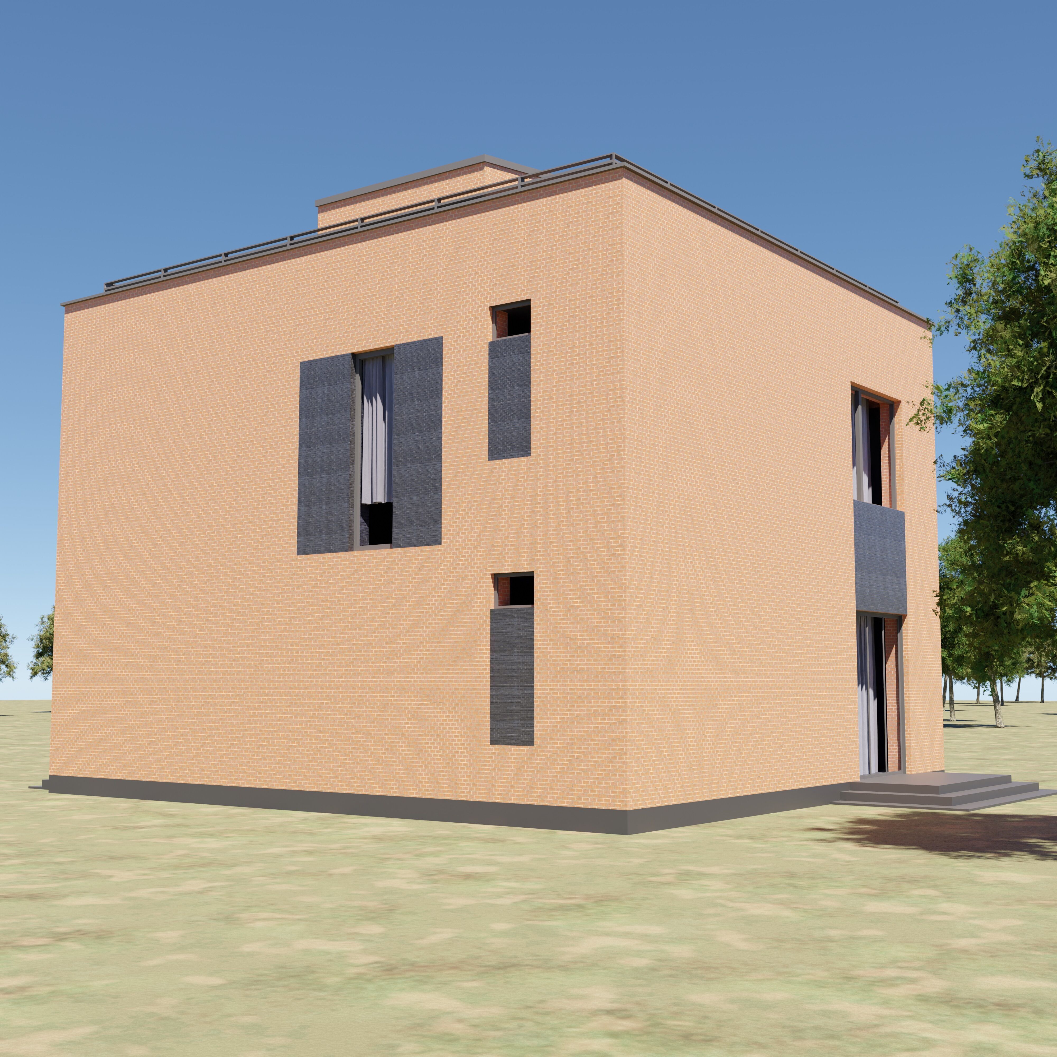 Modern house 3D model Low-poly 3D model_4