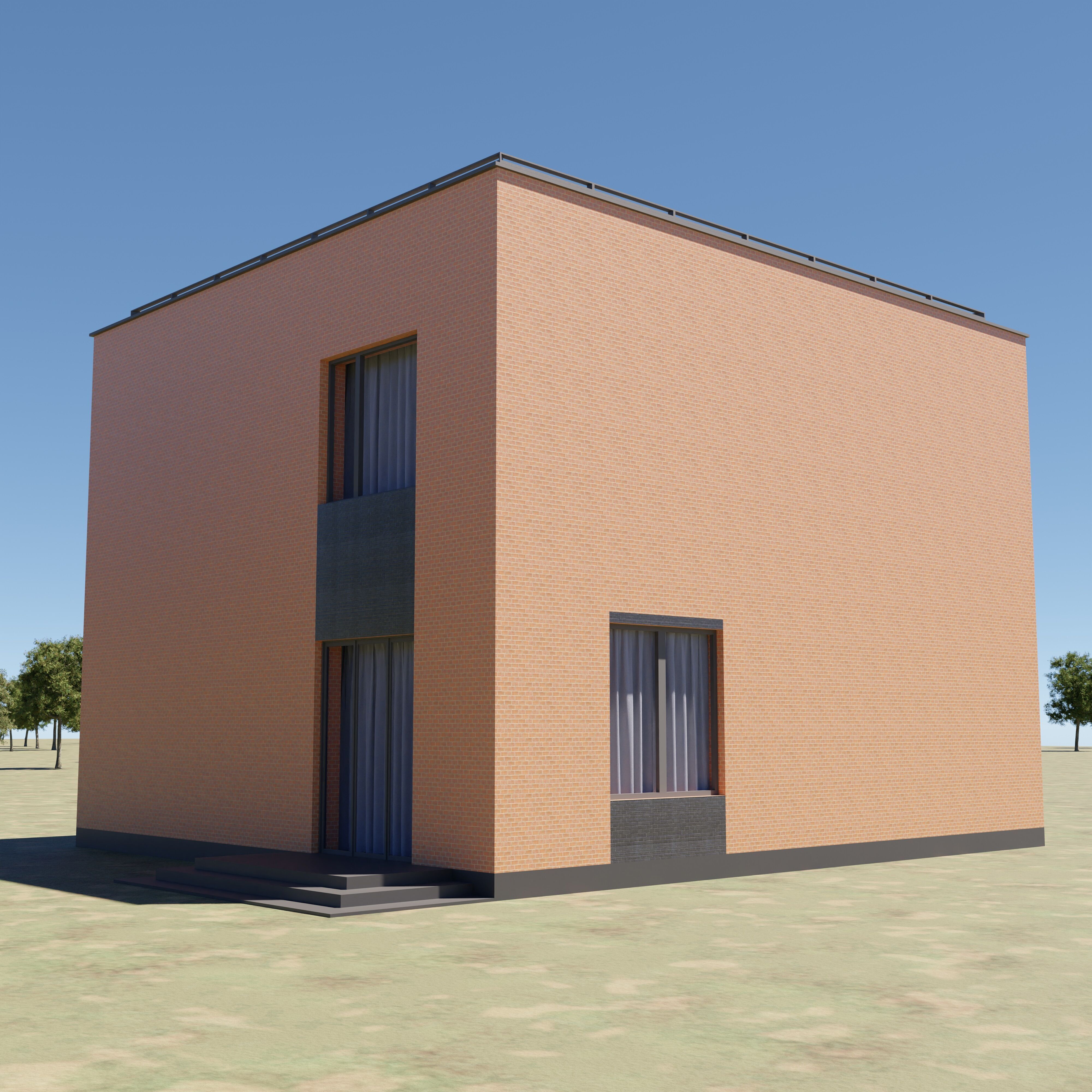 Modern house 3D model Low-poly 3D model_3