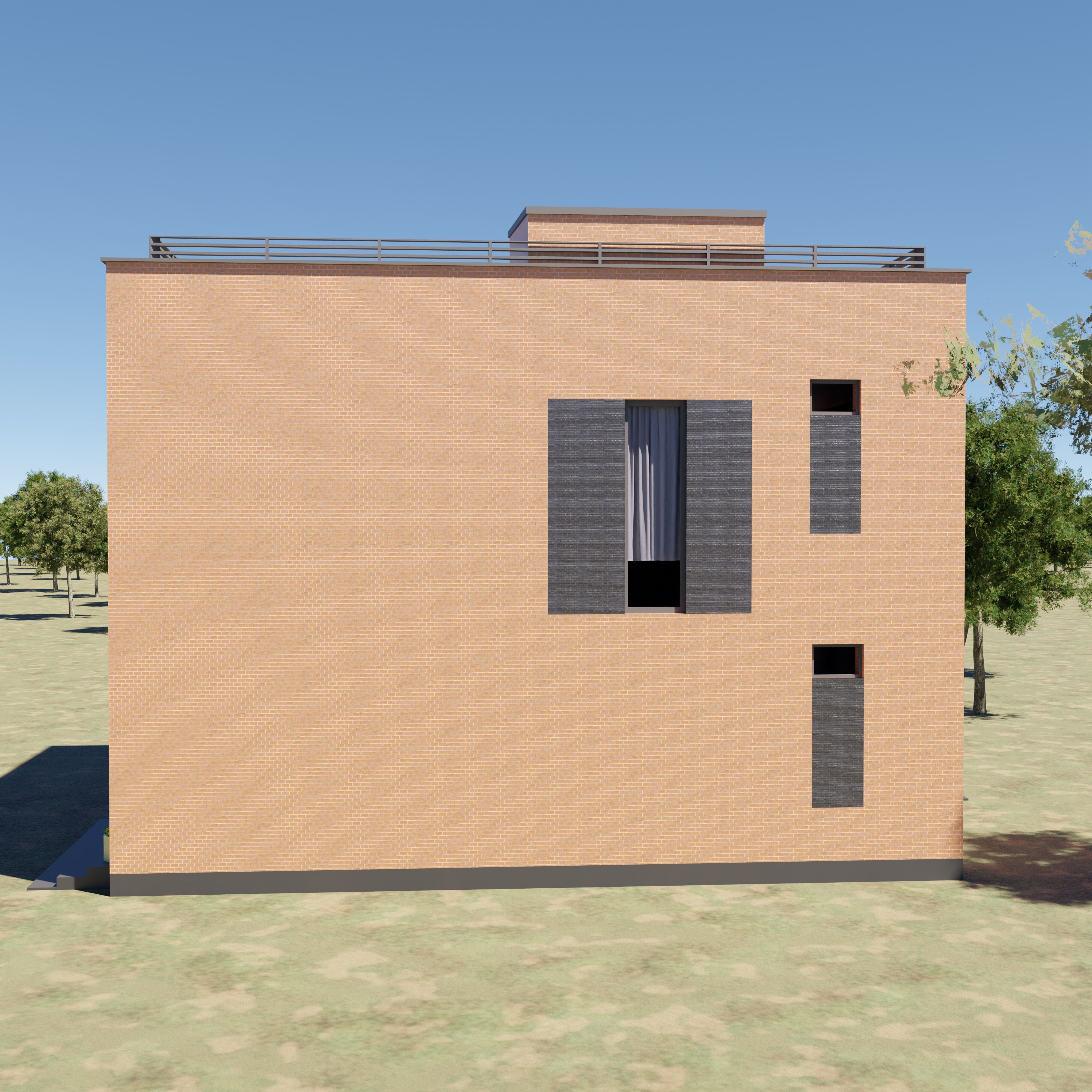 Modern house 3D model Low-poly 3D model_6