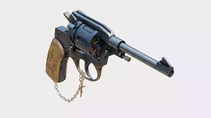 Nagant M1895 Revolver Free low-poly 3D model