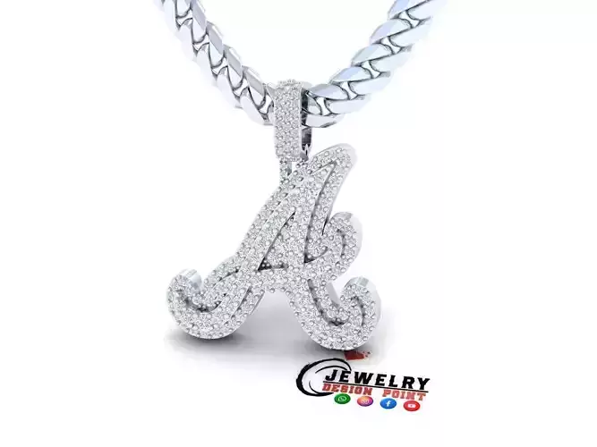 Custom Atlanta Braves Diamond Pendant - Base Ball Team