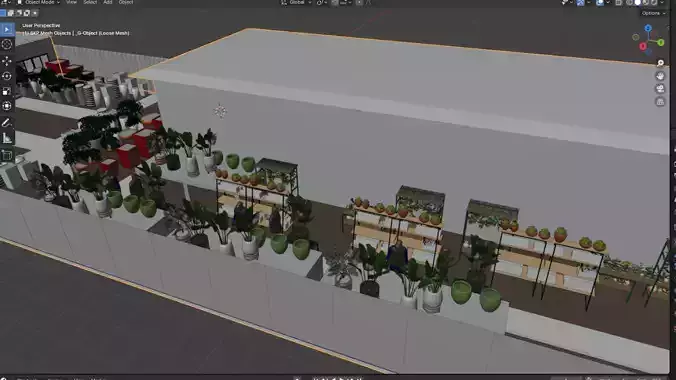 Landscape Showroom with Pots Plants and Pathway