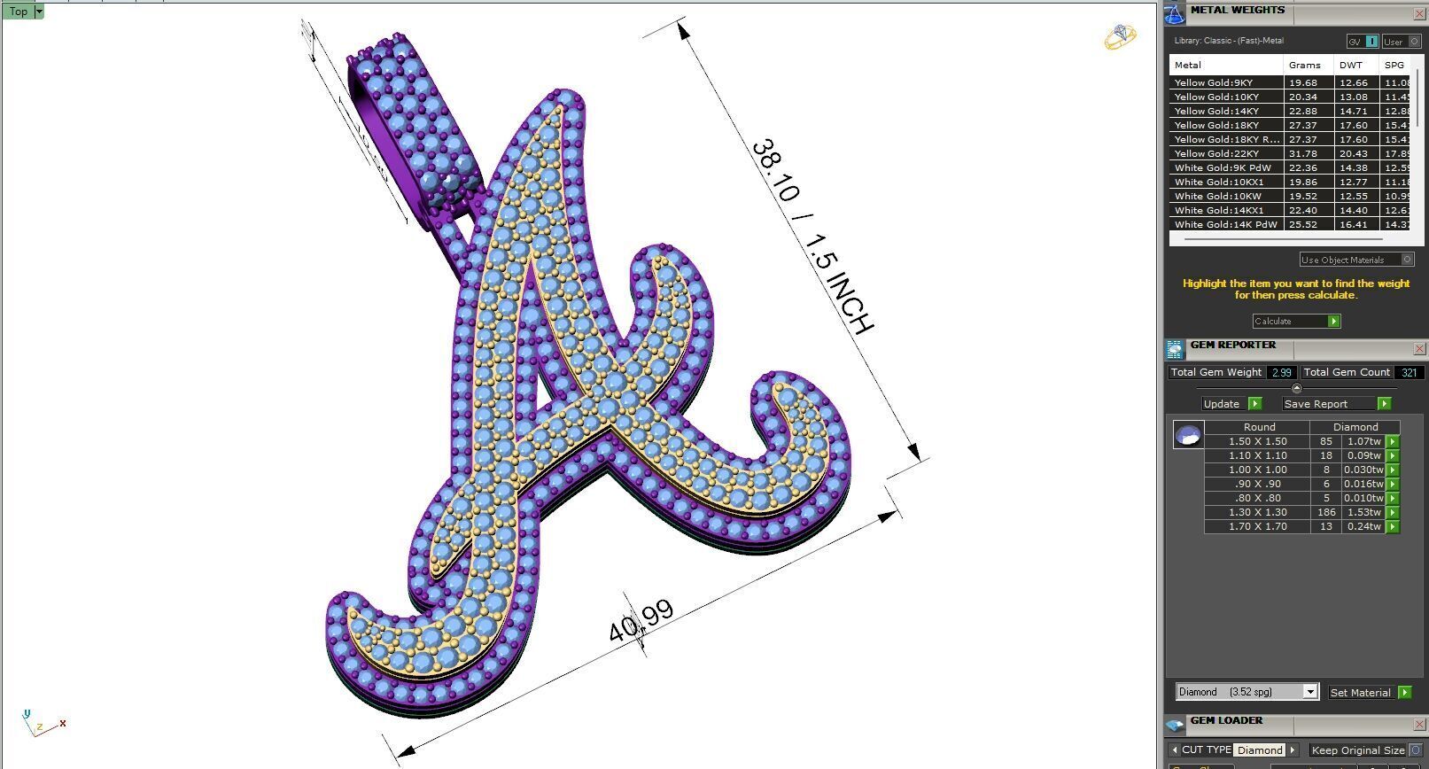 Custom Atlanta Braves Diamond Pendant - Base Ball Team 3D print model_6