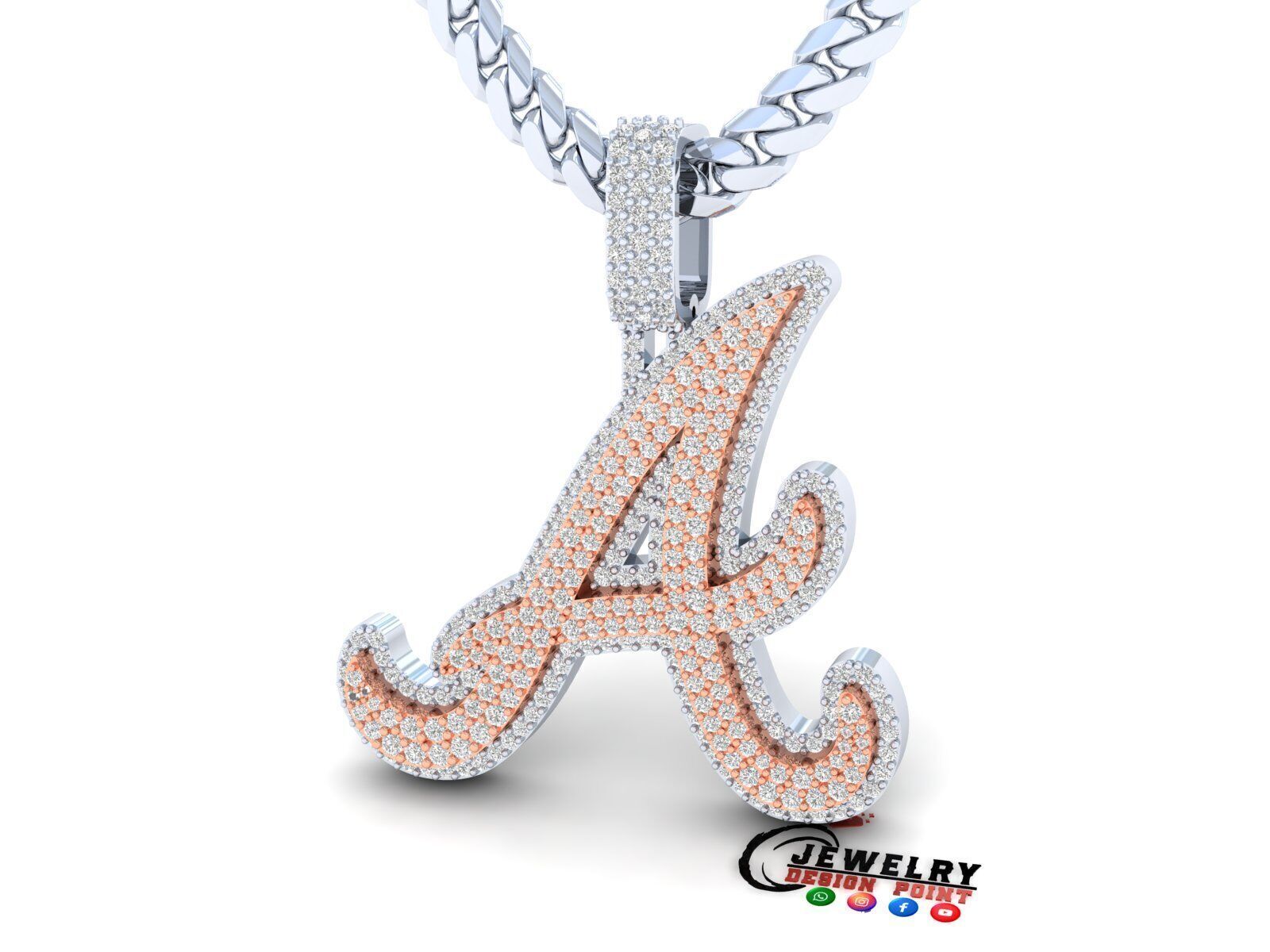 Custom Atlanta Braves Diamond Pendant - Base Ball Team 3D print model_2