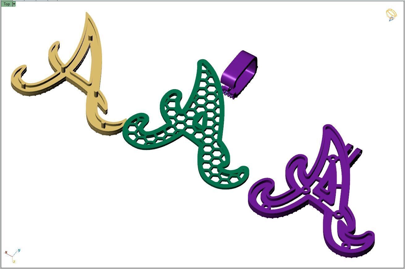 Custom Atlanta Braves Diamond Pendant - Base Ball Team 3D print model_11