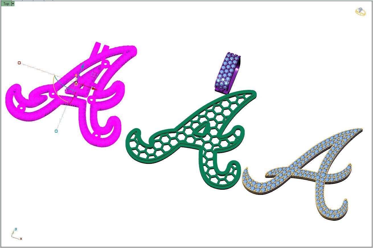 Custom Atlanta Braves Diamond Pendant - Base Ball Team 3D print model_10