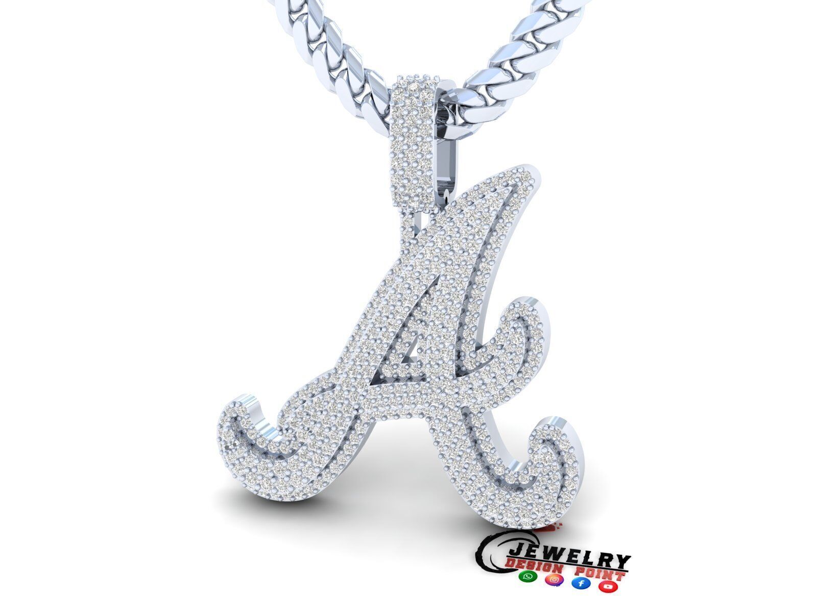 Custom Atlanta Braves Diamond Pendant - Base Ball Team 3D print model_3