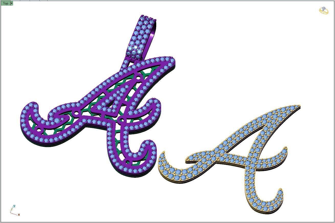 Custom Atlanta Braves Diamond Pendant - Base Ball Team 3D print model_9