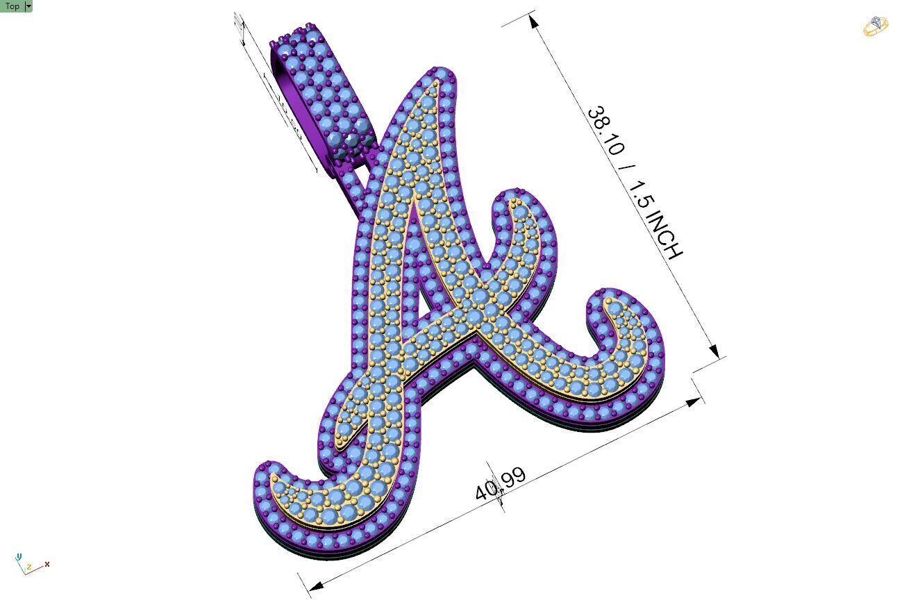 Custom Atlanta Braves Diamond Pendant - Base Ball Team 3D print model_4