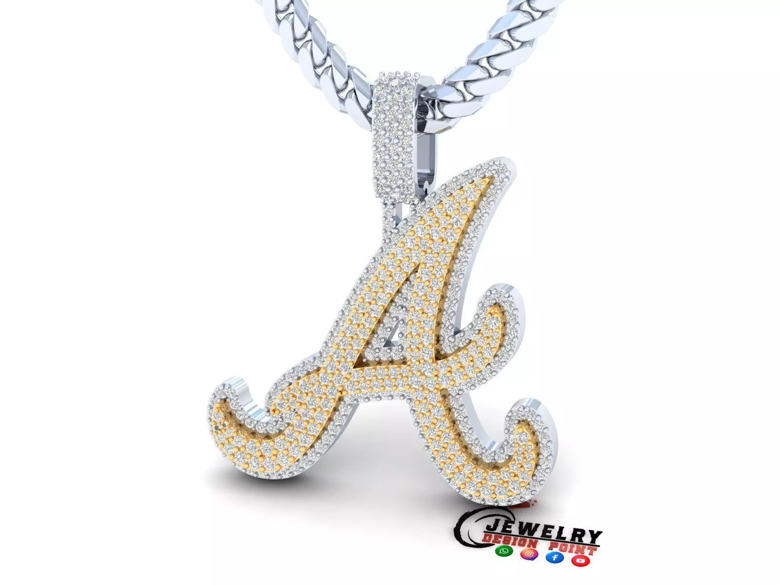 Custom Atlanta Braves Diamond Pendant - Base Ball Team 3D print model_0