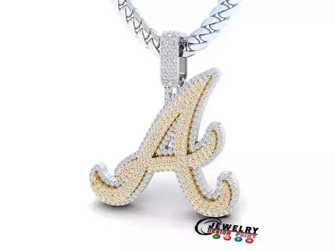 Custom Atlanta Braves Diamond Pendant - Base Ball Team 3D print model Custom Atlanta Braves Diamond Pendant - Base Ball Team 3D print model