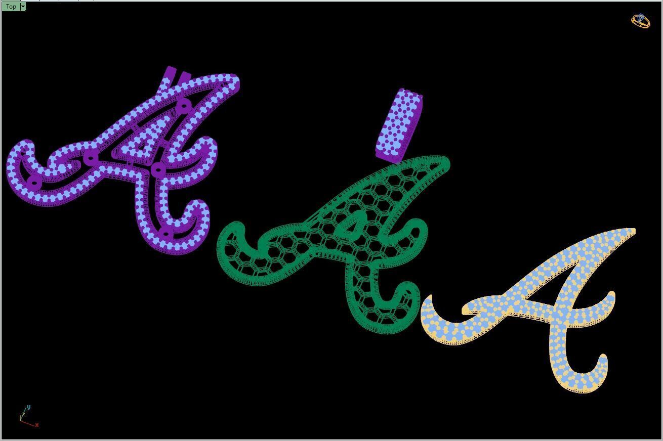 Custom Atlanta Braves Diamond Pendant - Base Ball Team 3D print model_15