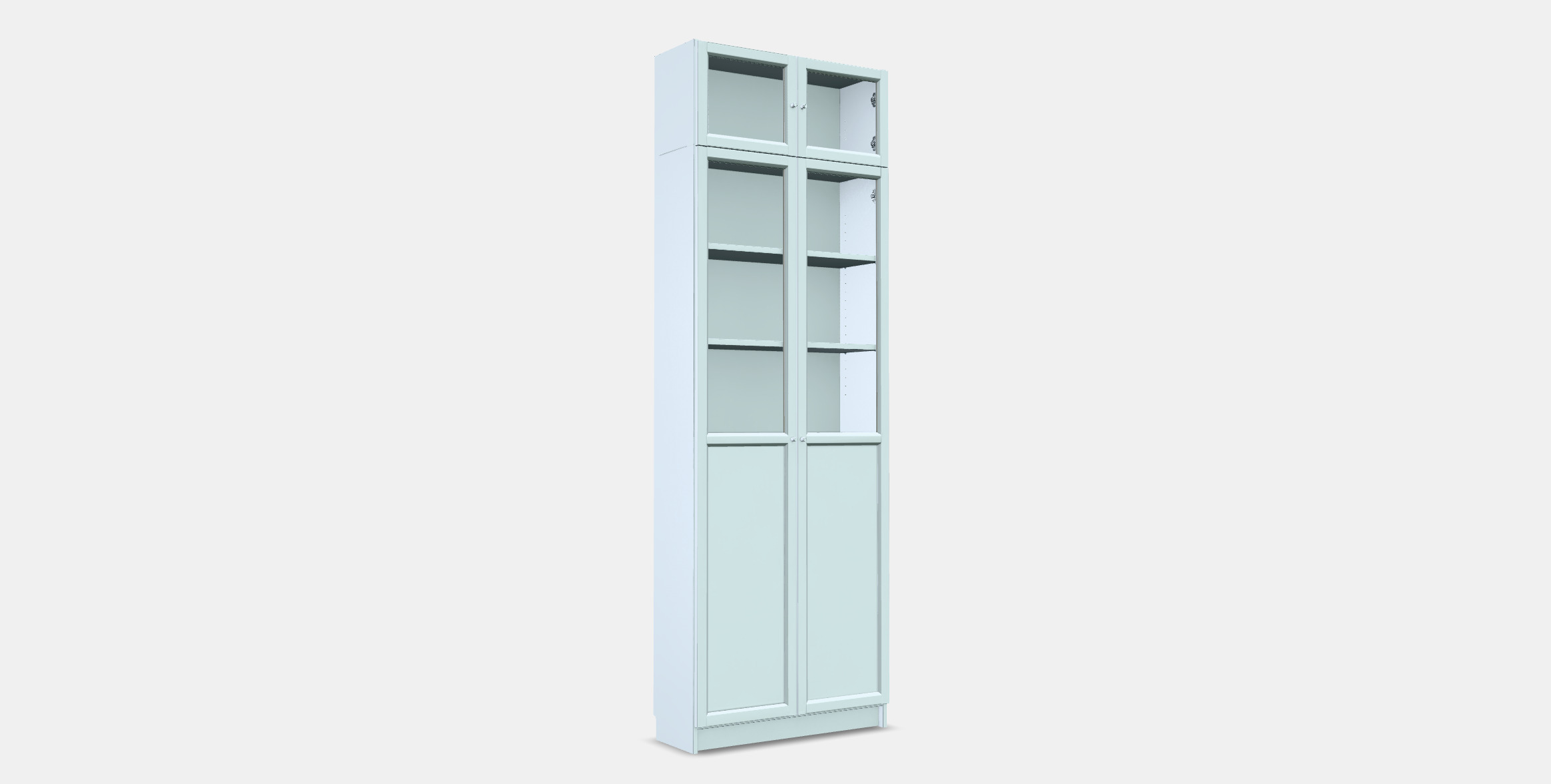 BILLY Bookcase w hght ext ut-pnl-glss drs 3D model_2