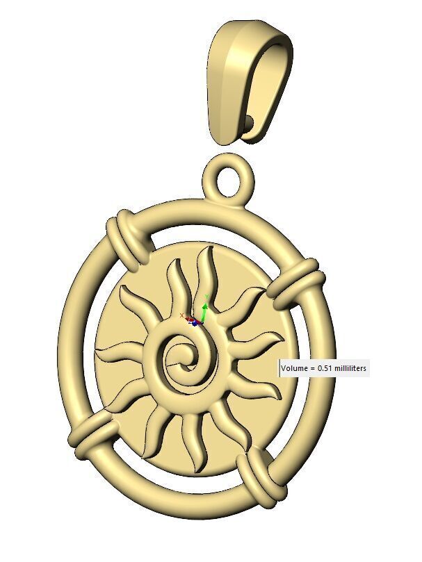 Sunburst scroll linked wire coin pendant with bail 3D print model_13