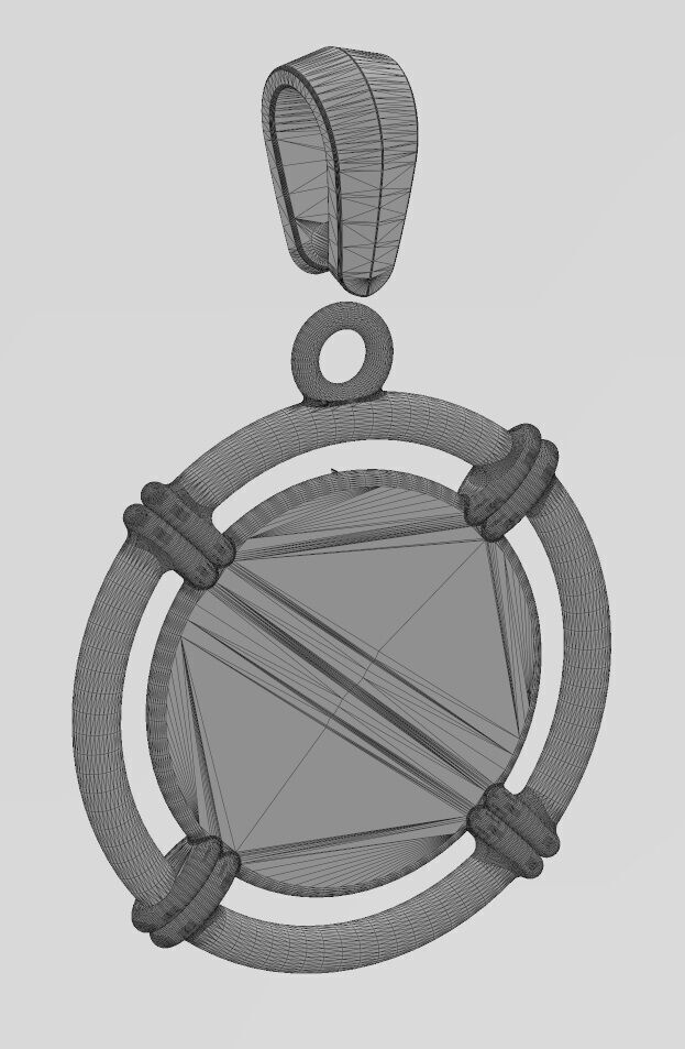 Sunburst scroll linked wire coin pendant with bail 3D print model_15