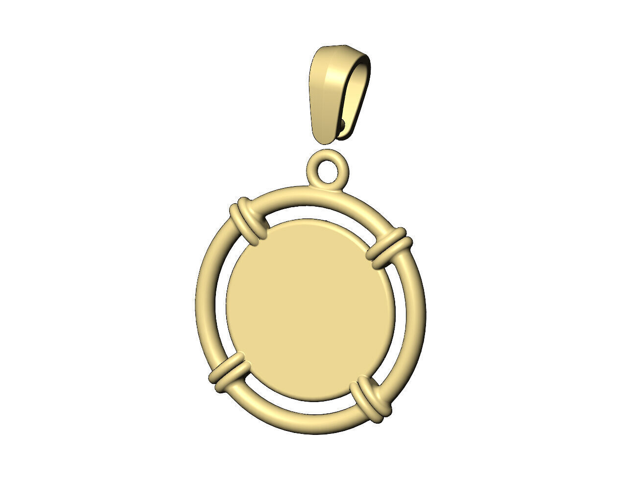 Sunburst scroll linked wire coin pendant with bail 3D print model_10