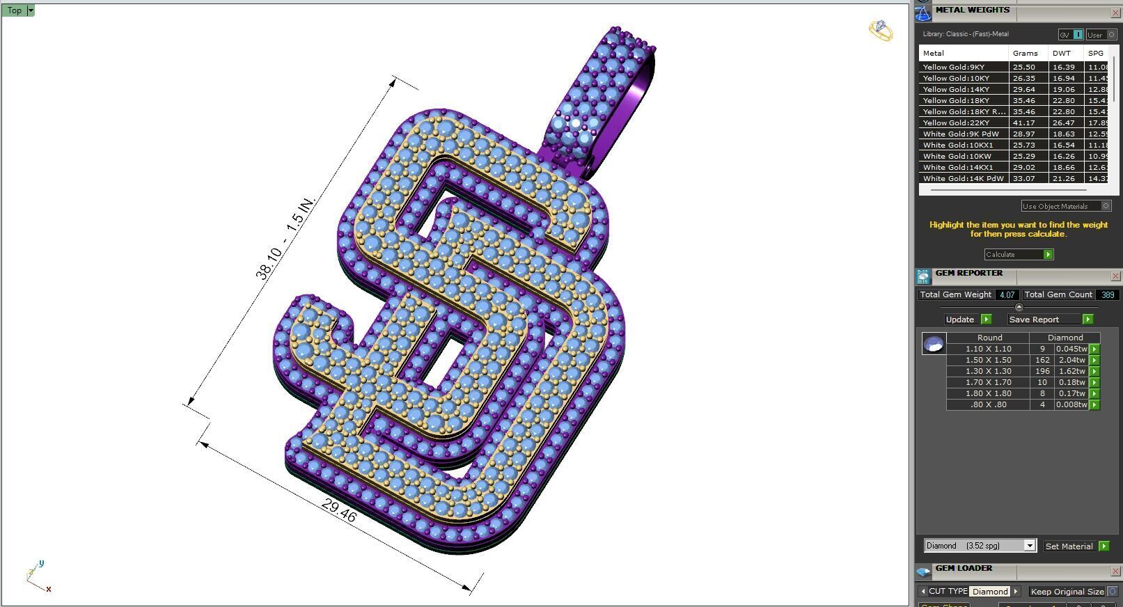 Custom San Diego Diamond Pendant - Base Ball Team 3D print model_6