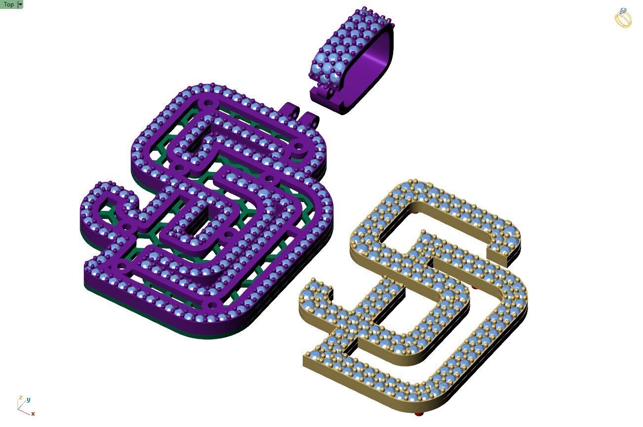 Custom San Diego Diamond Pendant - Base Ball Team 3D print model_9