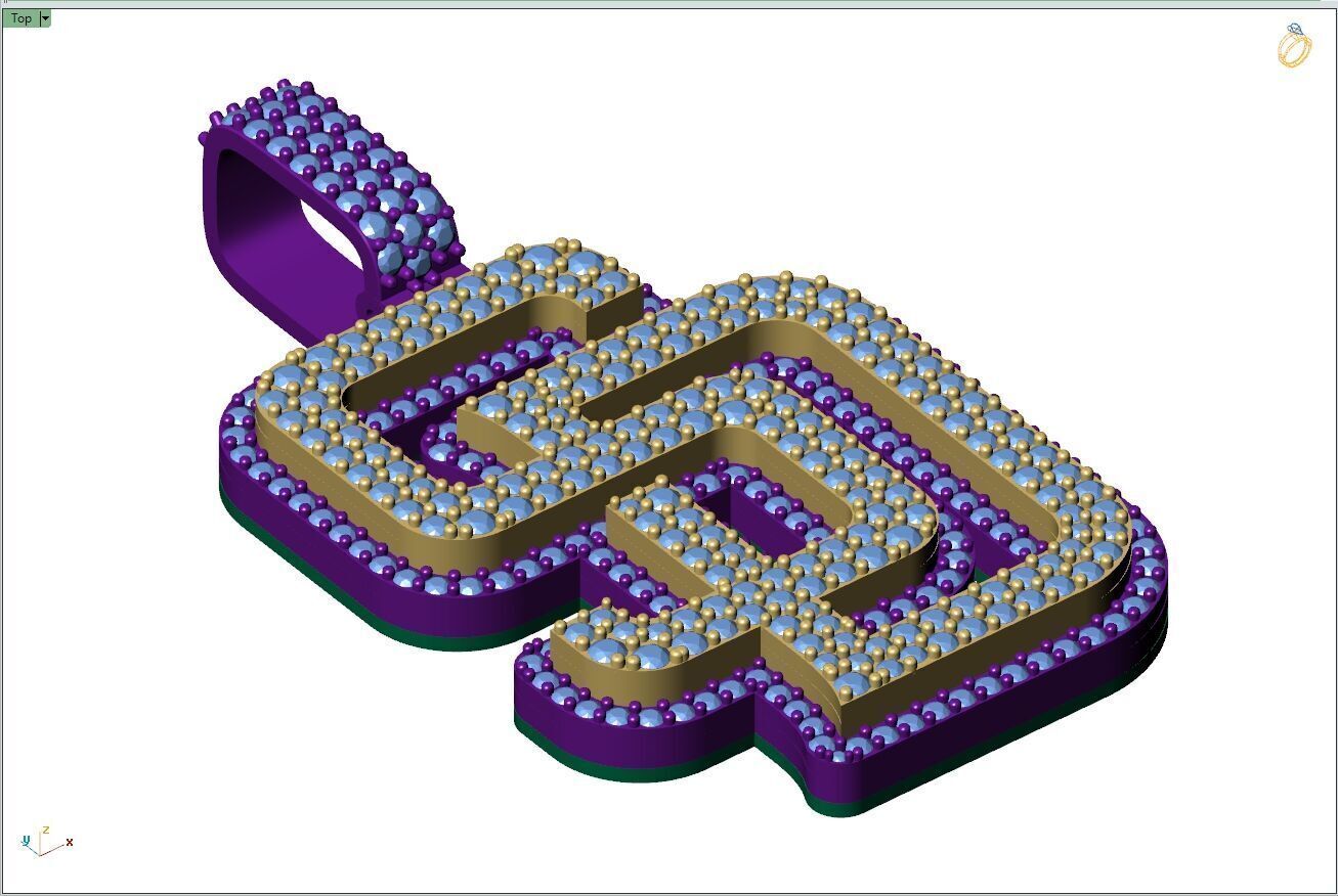 Custom San Diego Diamond Pendant - Base Ball Team 3D print model_7