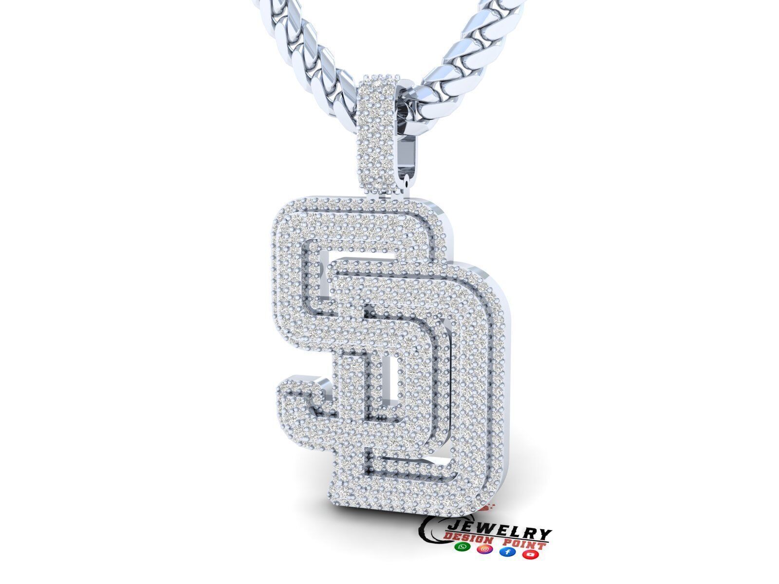 Custom San Diego Diamond Pendant - Base Ball Team 3D print model_3