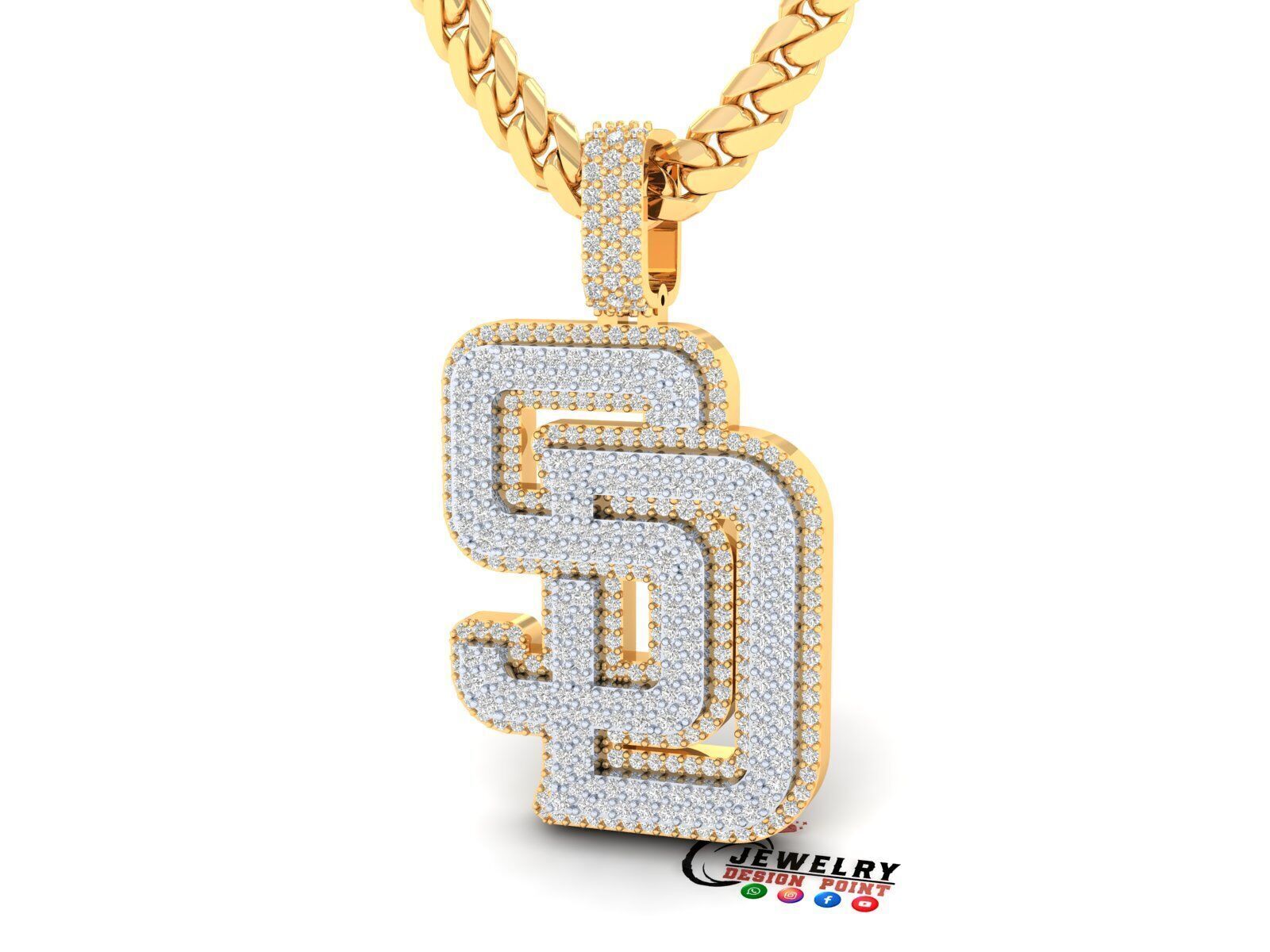 Custom San Diego Diamond Pendant - Base Ball Team 3D print model_2