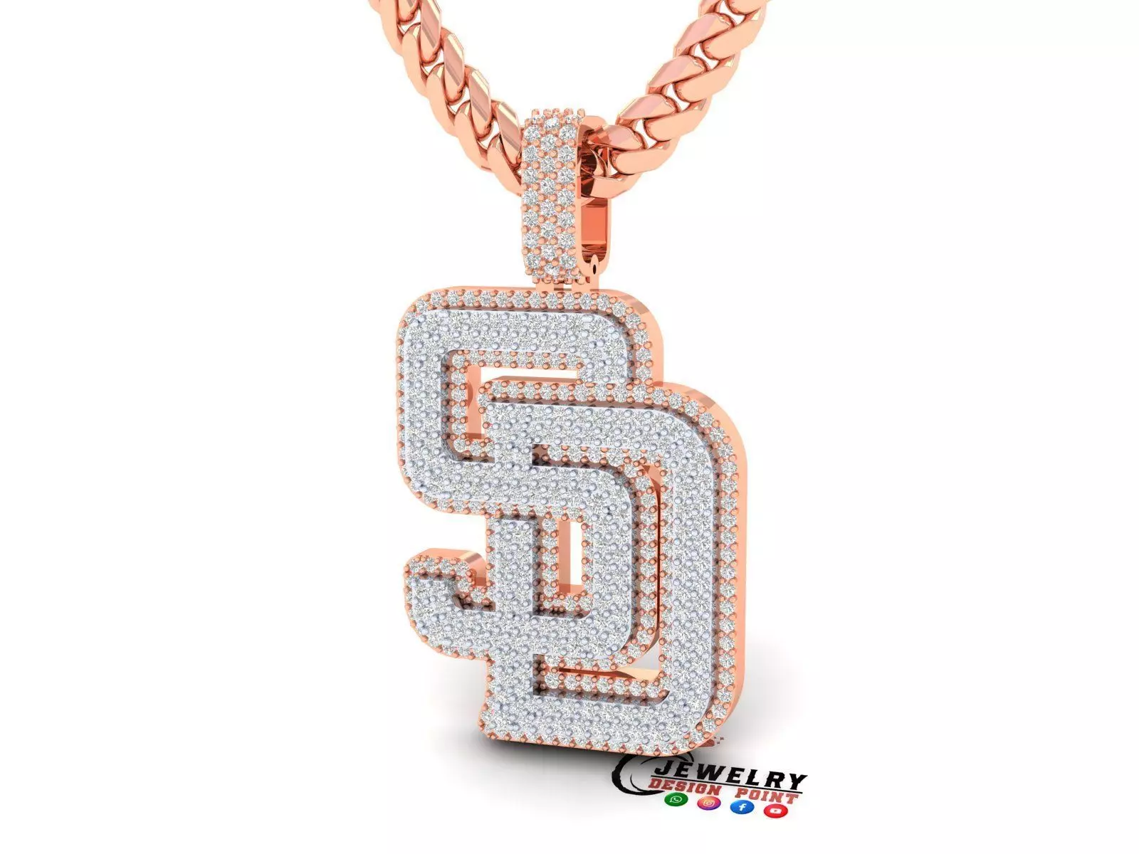 Custom San Diego Diamond Pendant - Base Ball Team 3D print model_0