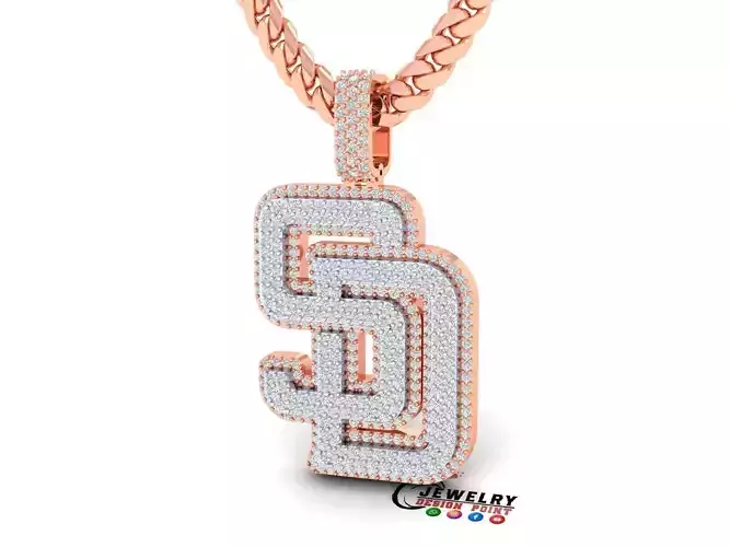 Custom San Diego Diamond Pendant - Base Ball Team
