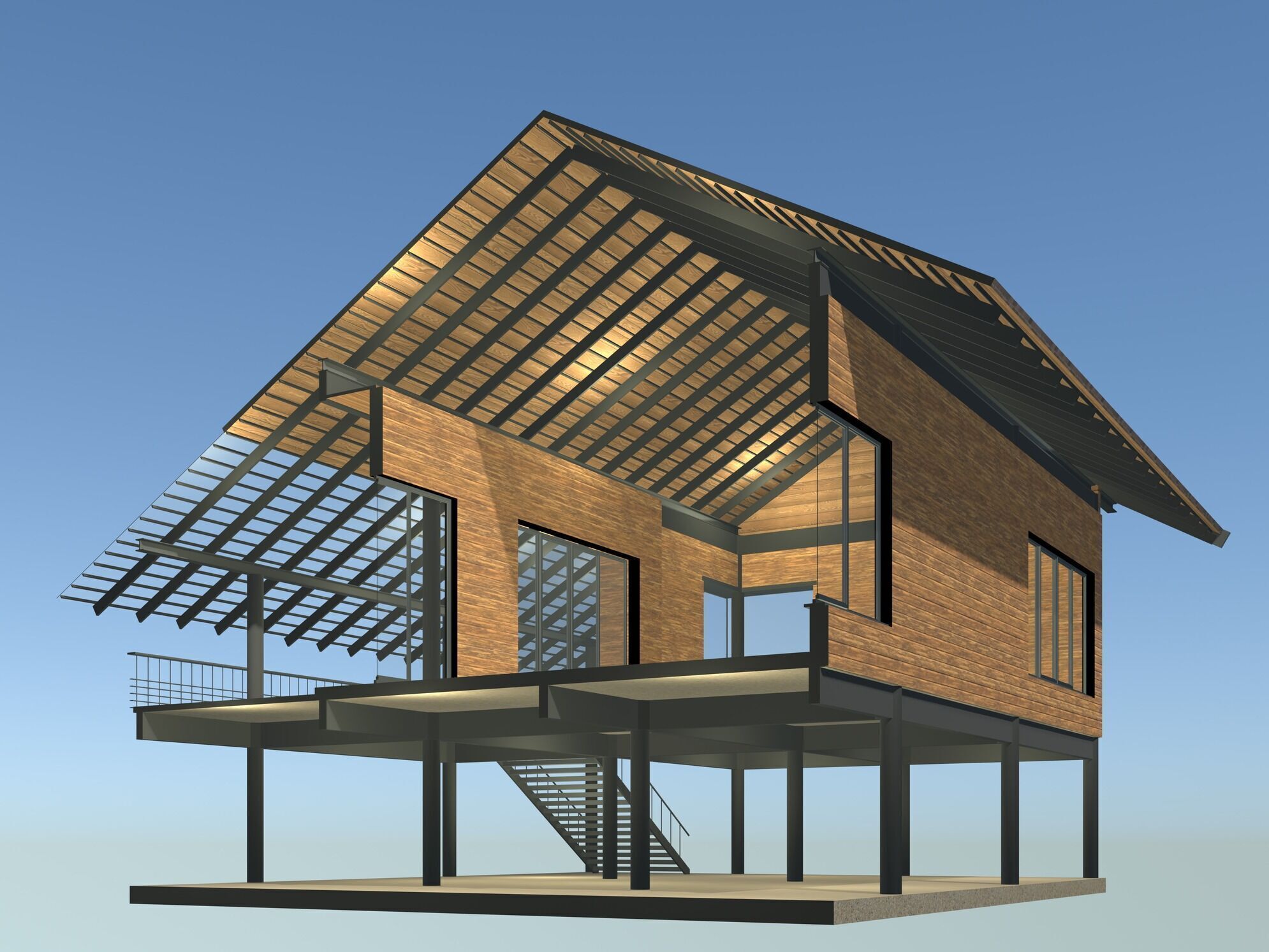 Tropical house in section cut 25-06 3D model_4