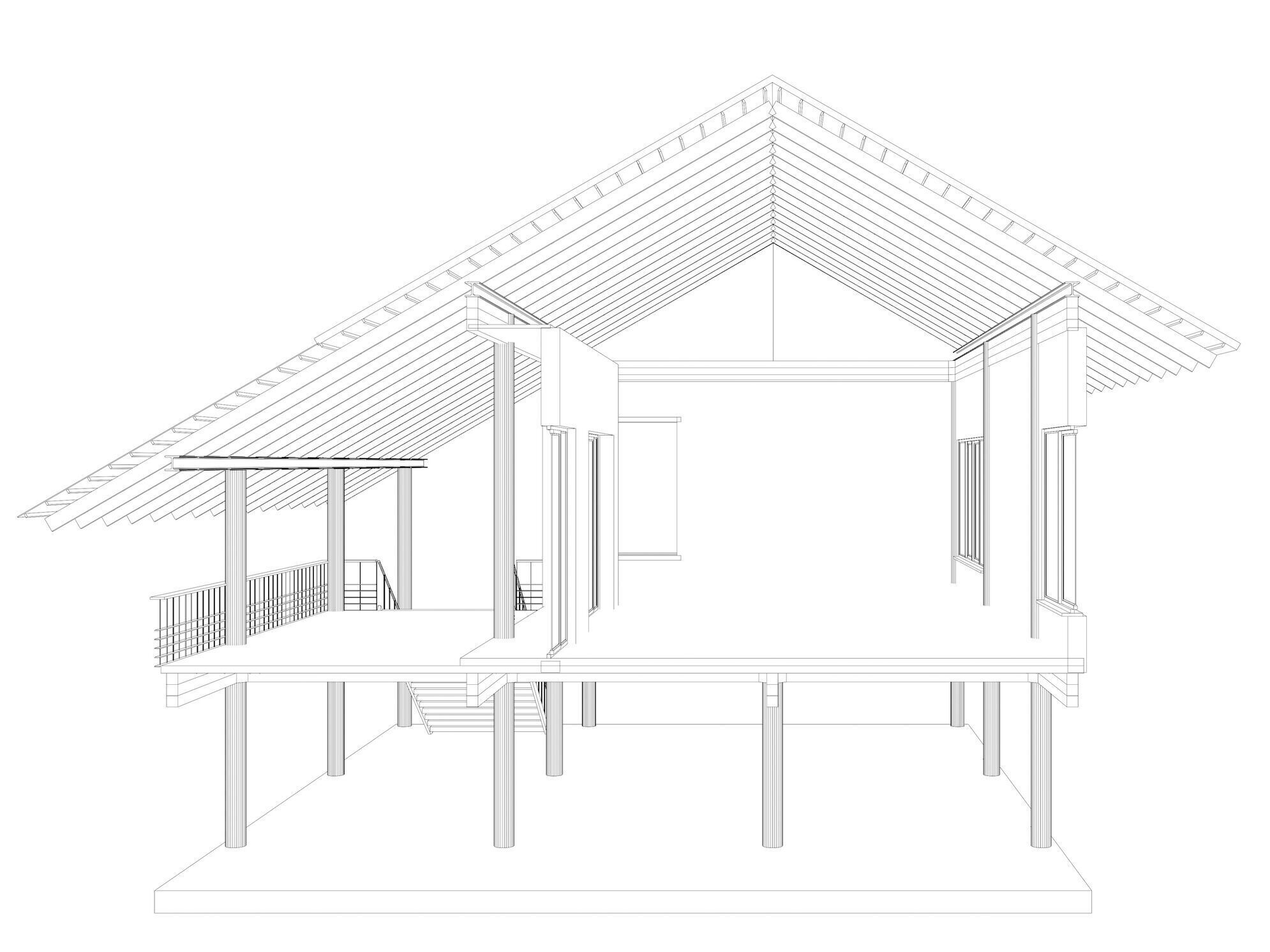 Tropical house in section cut 25-06 3D model_7
