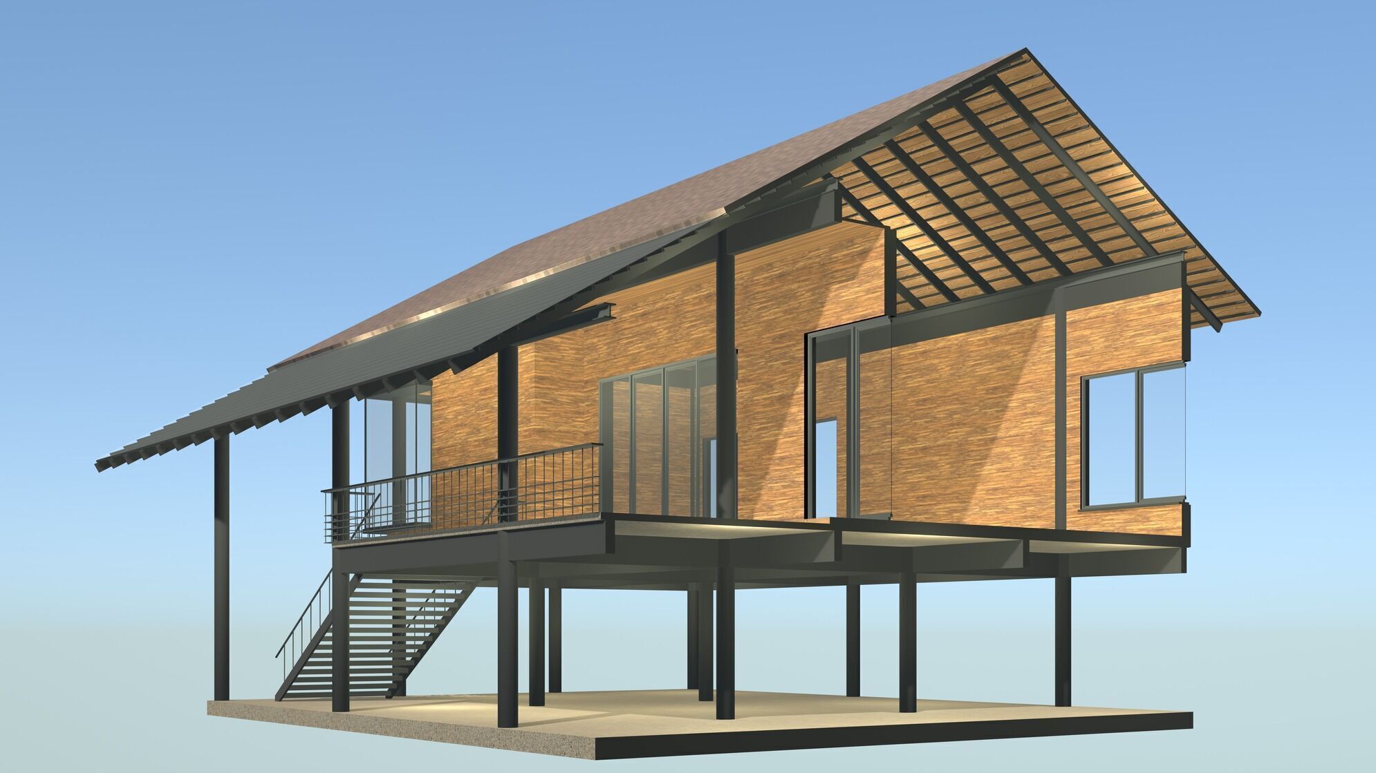 Tropical house in section cut 25-06 3D model_1