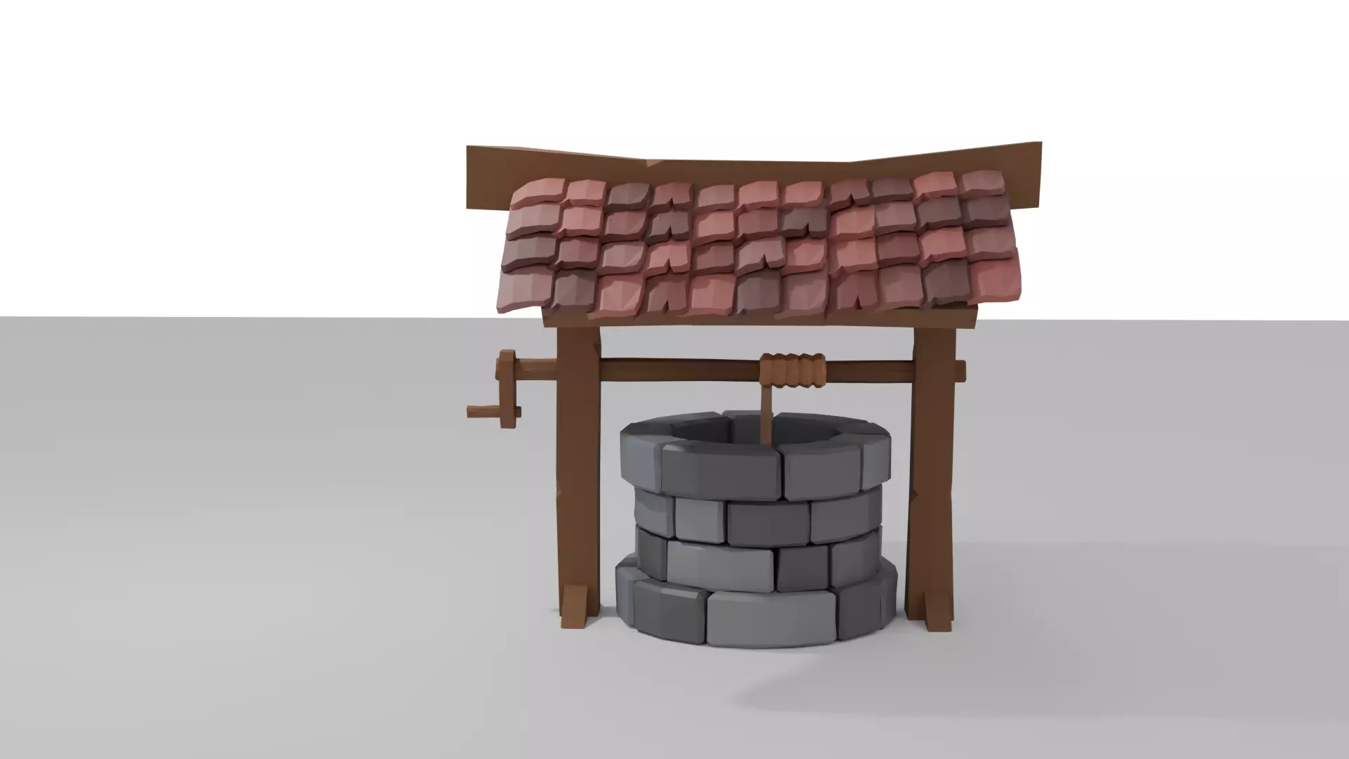 Low poly Well Low-poly 3D model_2