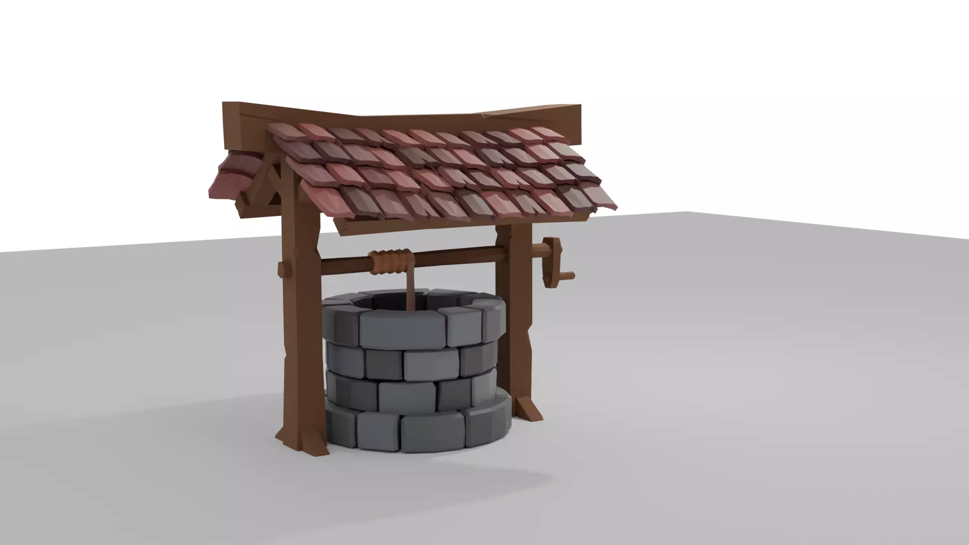 Low poly Well Low-poly 3D model_4