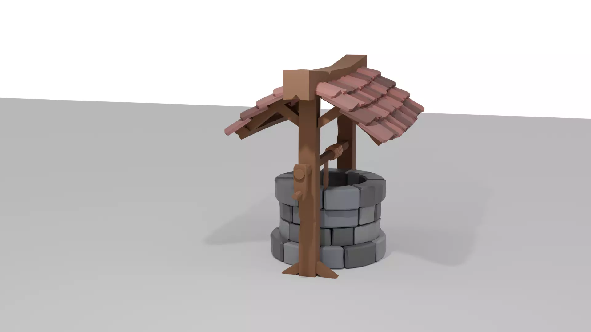 Low poly Well Low-poly 3D model_1