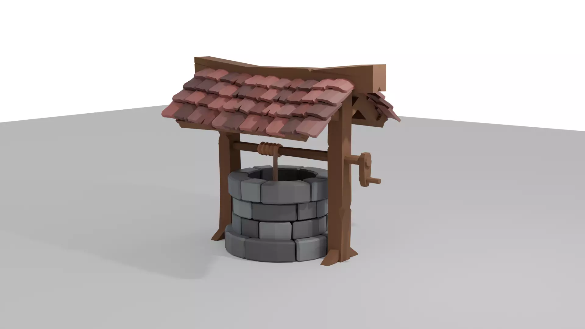 Low poly Well Low-poly 3D model_0