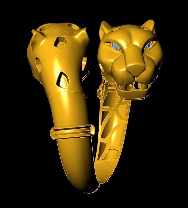 tiger ring gold 3D print model_2