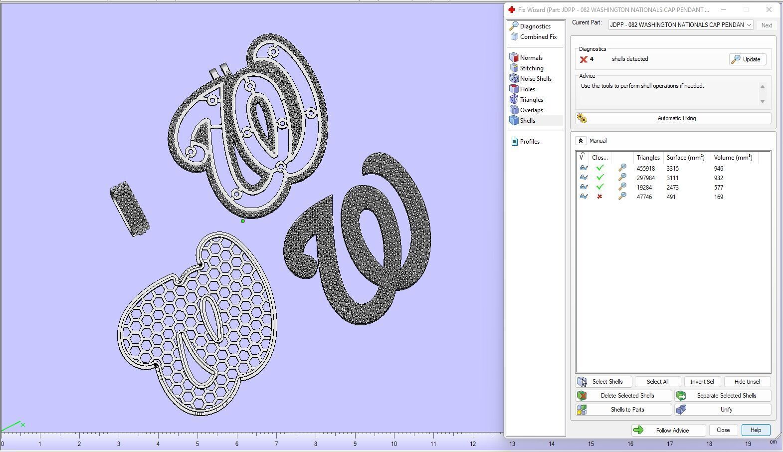 Custom Washington Nationals Diamond Pendant - Base Ball Team 3D print model_18