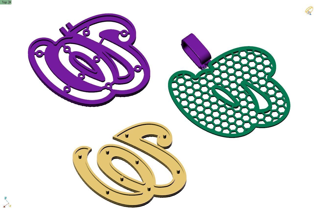 Custom Washington Nationals Diamond Pendant - Base Ball Team 3D print model_12