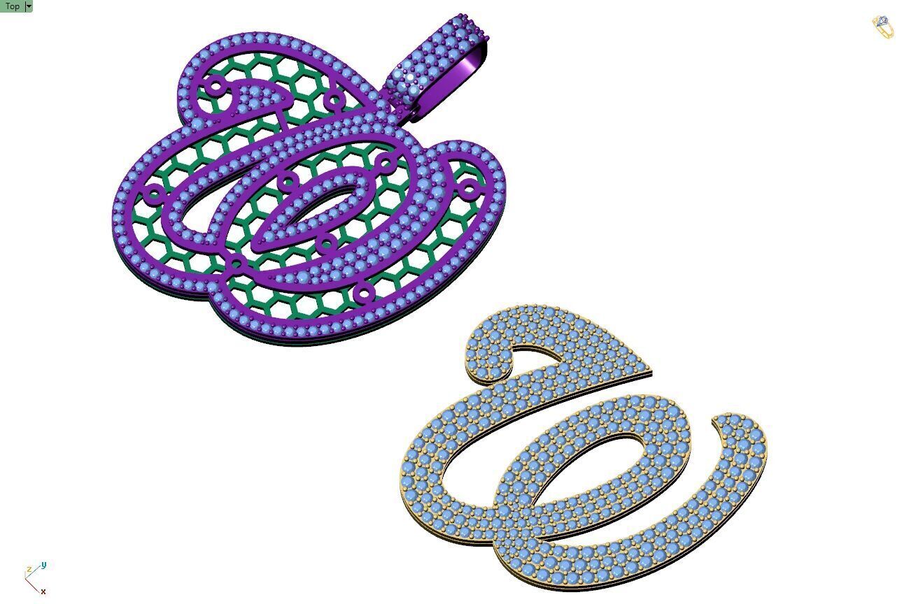 Custom Washington Nationals Diamond Pendant - Base Ball Team 3D print model_9