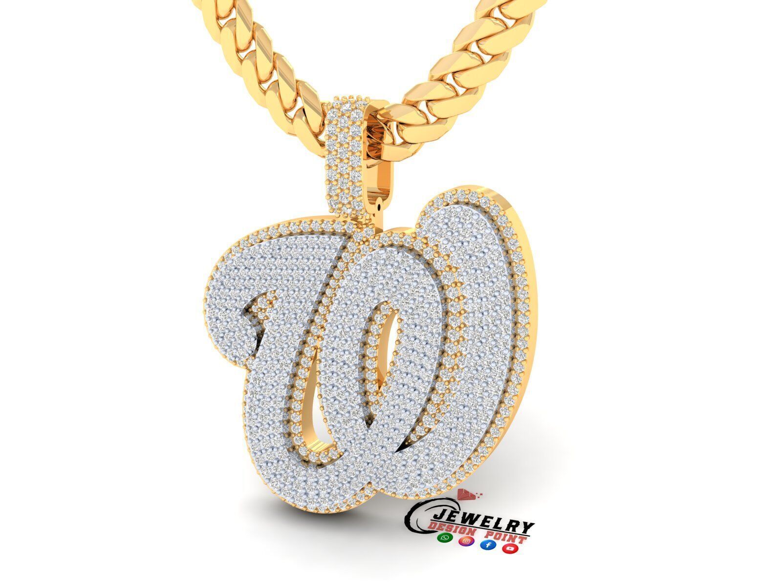 Custom Washington Nationals Diamond Pendant - Base Ball Team 3D print model_3